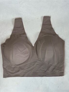 True and Co Seamless V-Neck Wireless Bra - Taupe, large